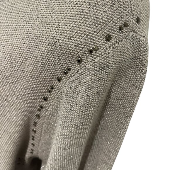 JOSEPH RIBKOFF 🇨🇦 Crew Neck Knit Top Size XXL 75% Cotton Long Sleeves Metallic - Picture 8 of 12